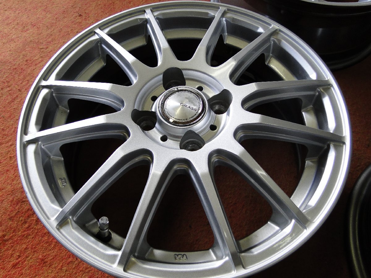 ★☆ GRASS ★☆ 15×5.5J +42 PCD100/4H 4本 ヴィッツ アクア キューブ ノート スイフト ★迅速発送 店頭受け取り対応 長野県 GRASS PCD100 +42 Grass 4J アルミ