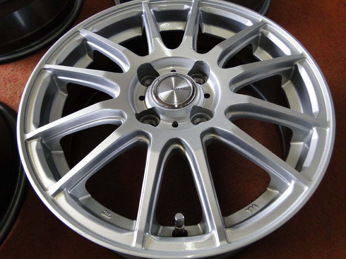 ★☆ GRASS ★☆ 15×5.5J +42 PCD100/4H 4本 ヴィッツ アクア キューブ ノート スイフト ★迅速発送 店頭受け取り対応 長野県 GRASS PCD100 +42 Grass 4J アルミ
