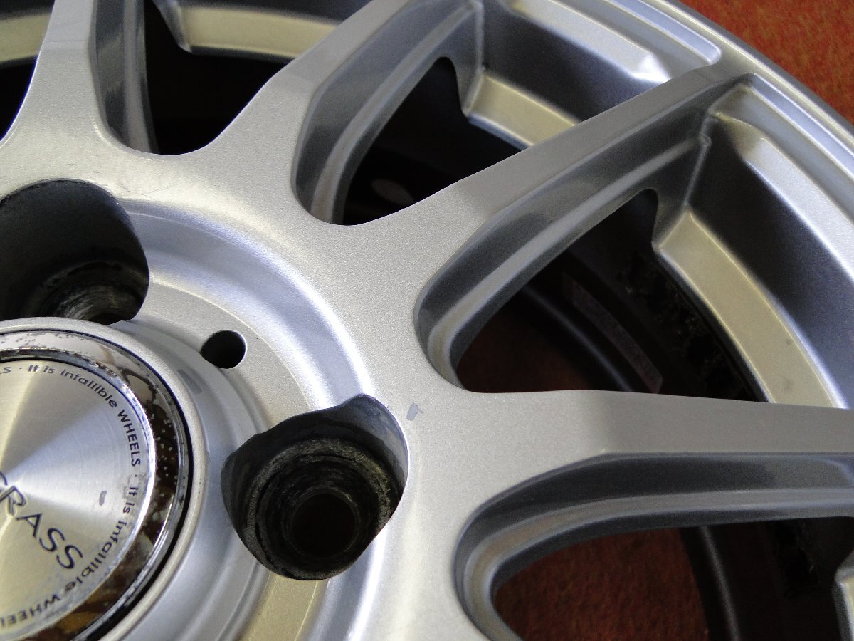 ★☆ GRASS ★☆ 15×5.5J +42 PCD100/4H 4本 ヴィッツ アクア キューブ ノート スイフト ★迅速発送 店頭受け取り対応 長野県 GRASS PCD100 +42 Grass 4J アルミ
