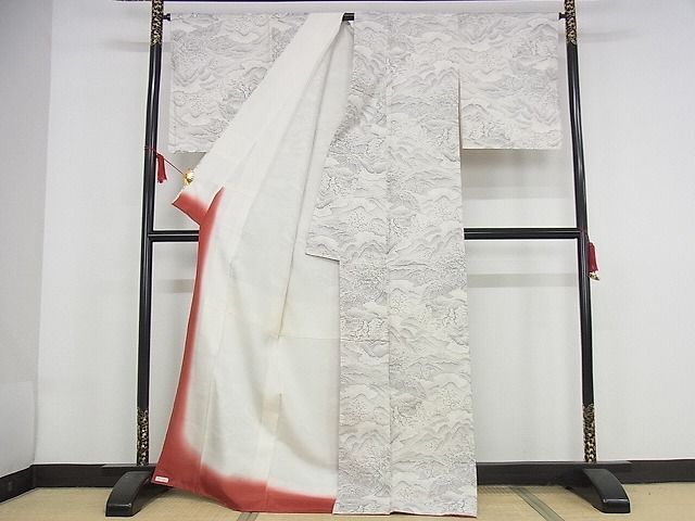 平和屋本店◇極上 本場大島紬 白大島 9マルキ 風景文 正絹 逸品 未使用 