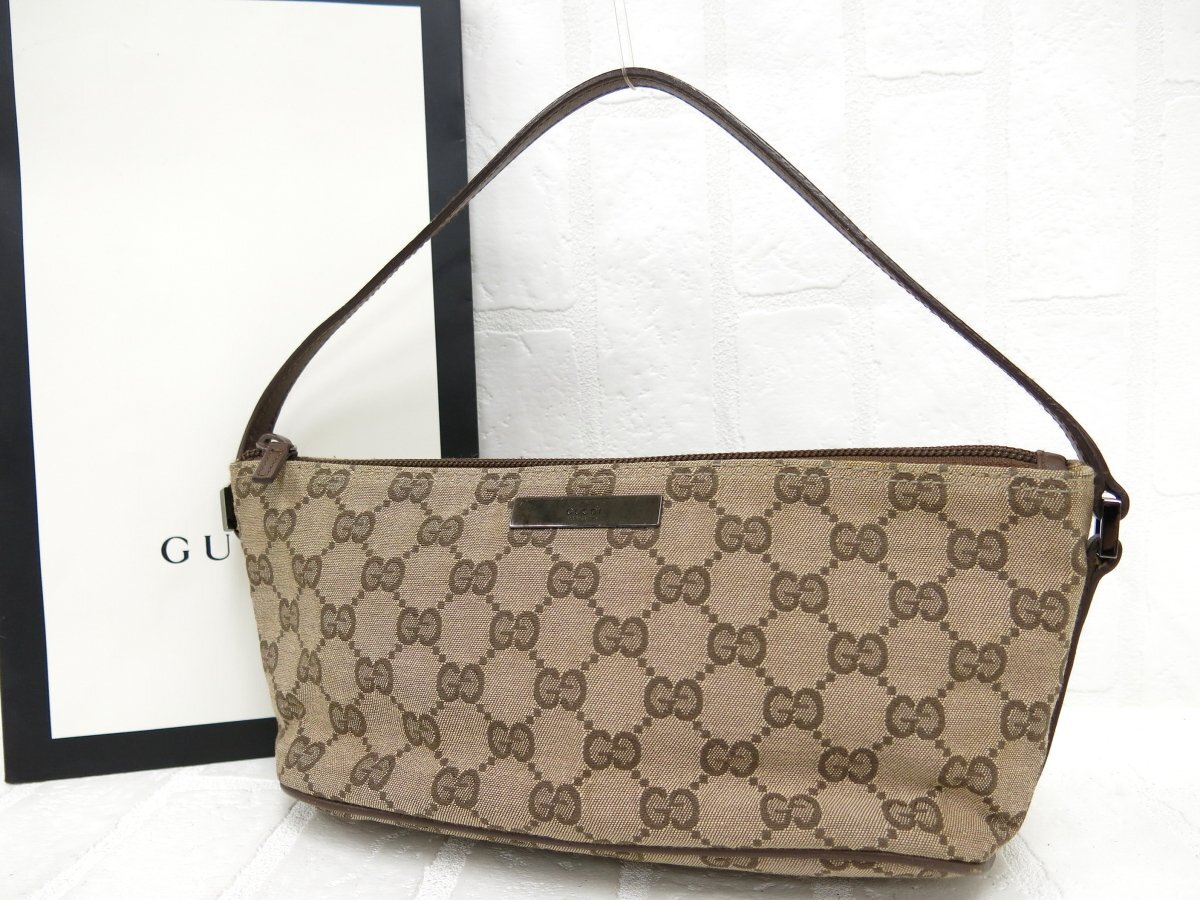 ◇美品◇GUCCI グッチ◇GGキャンバス カーフ レザー 本革◇ミニ ハンド