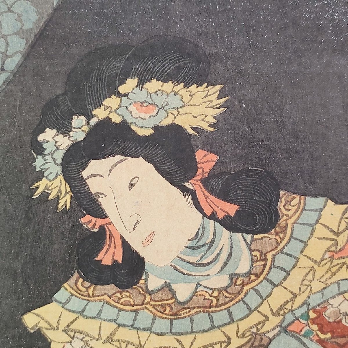 ☆明治版画 豊国 狂言 和藤内三官 河原崎権十郎 3枚続 浮世絵 錦絵 当時物 役者絵_8