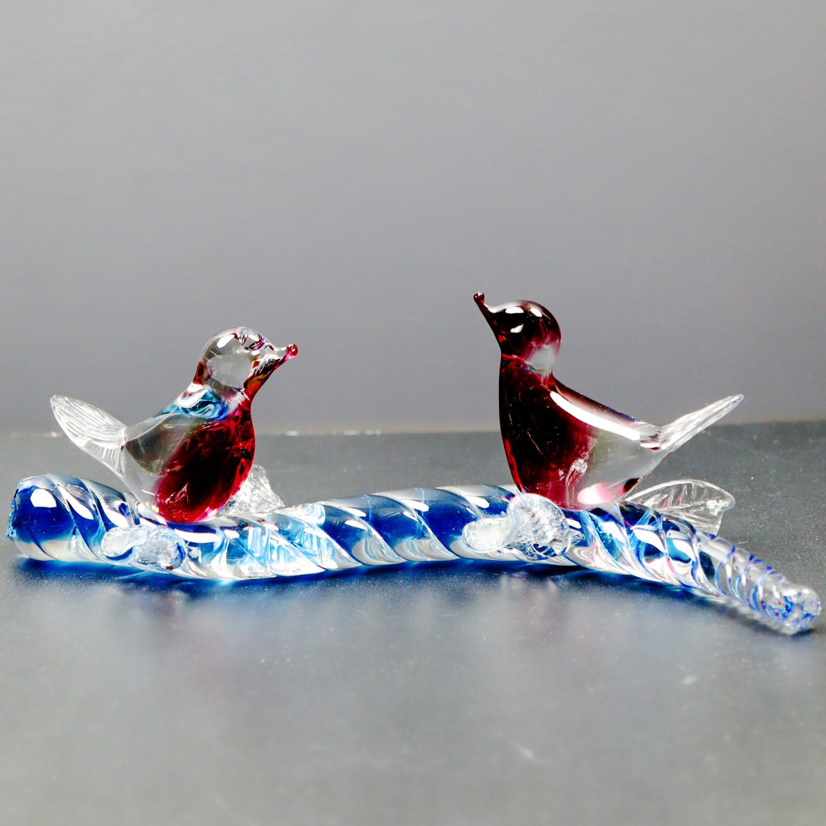 【MURANO】ITALY　ムラノ　ベネチアン　ガラス　希少ランプ作品 NSb5 ベネチアンガラス ムラノ Murano Glass 鳥 31cm オブジェ 置物