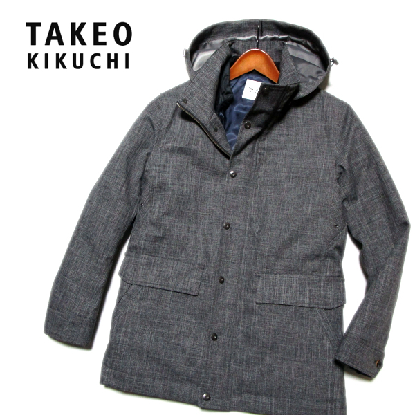 【TAKEO KIKUCHI】 フーデッド　レイヤードコート　ブルゾン&コート　サイズ2（M） ブラック系　タケオキクチ　ワールド