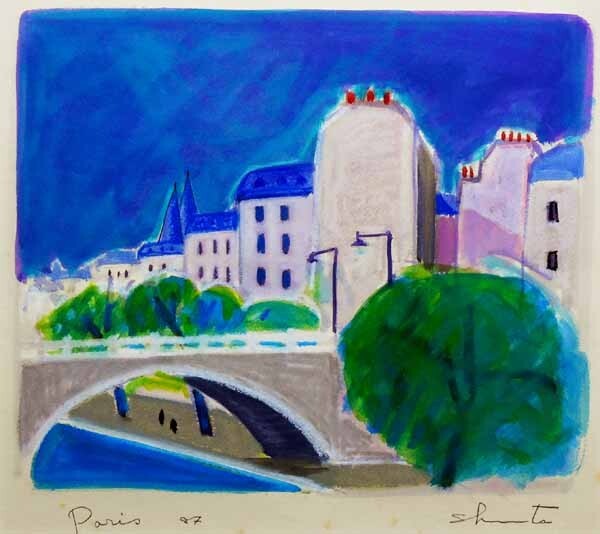 真作＊人気画家 森崎修太「パリ(Paris)」風景油彩 直筆サイン/SHUTA