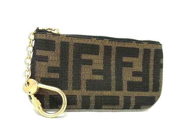 1円 FENDI フェンディ ズッカ柄 ナイロンキャンバス キーリング付き 