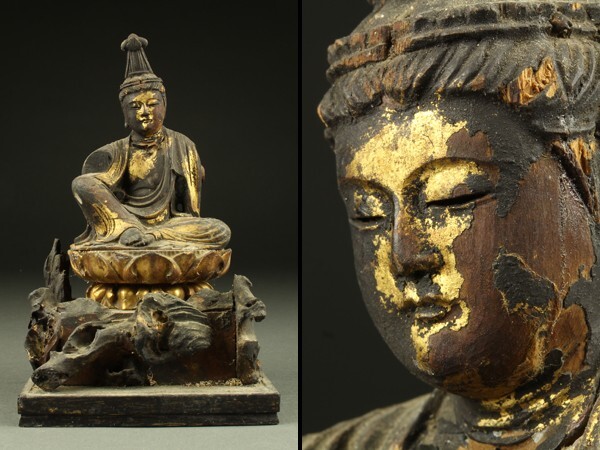宇】AC200 大仏師 石田右京作 塗金大日如来坐像 時代物 仏教美術(仏像