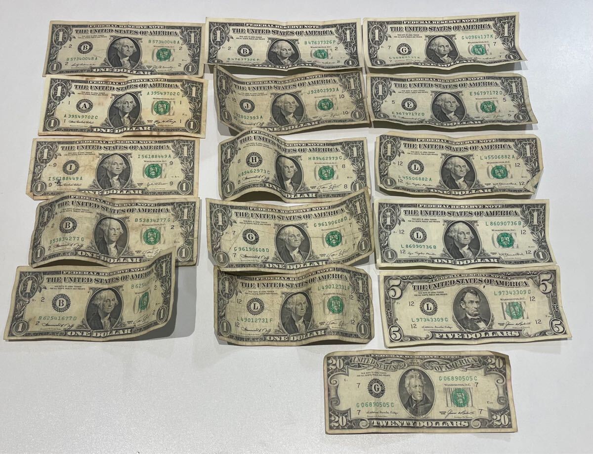 10488 US ドル紙幣 計39ドル 1ドル×14枚 5ドル×1