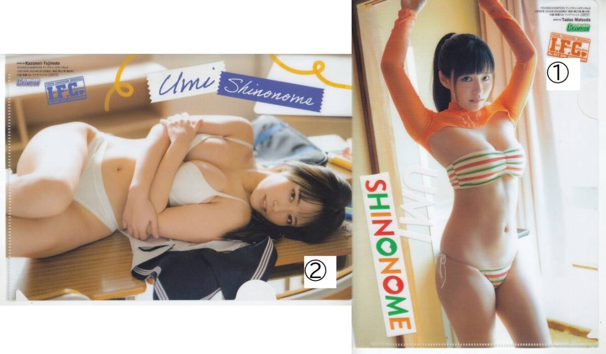 東雲うみ　雑誌付録クリアファイル2枚セット(ボーダー＆白ビキニ)_1