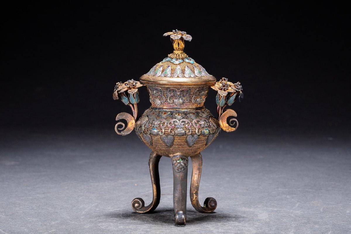 青磁 唐物 中国古玩 龍泉窯 明時代 青磁三足香炉 時代保証□中国古玩