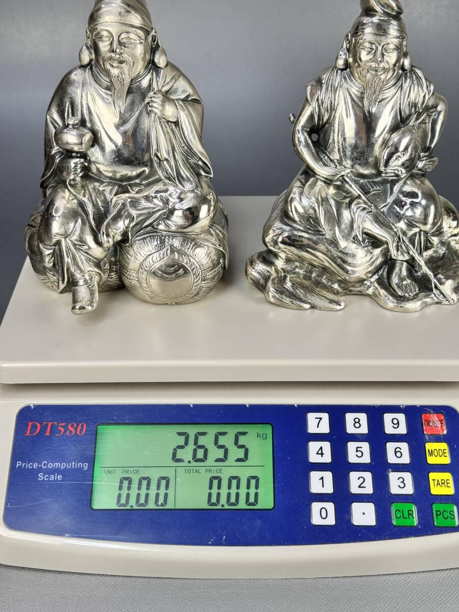 偲】人間国宝 原型高村光雲 銀製 恵比寿・大黒天 重約2655g 銀製刻印