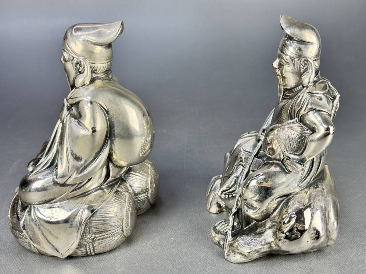 偲】人間国宝 原型高村光雲 銀製 恵比寿・大黒天 重約2655g 銀製刻印