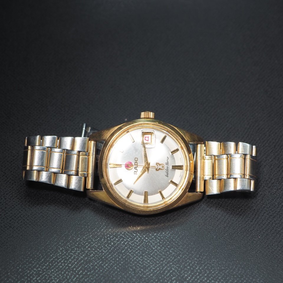 1～円【希少 赤文字カレンダー 機械式】RADO ラドー Golden Horse