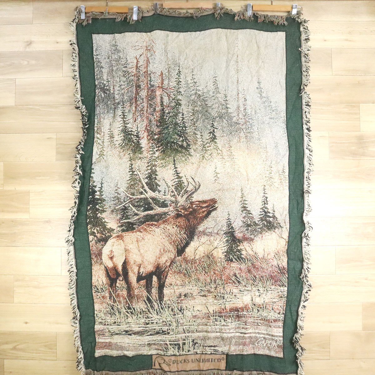 F11-7/O1.29-4 USA製 DUCKS UNLIMITED 鹿 野生動物 ラグ マット