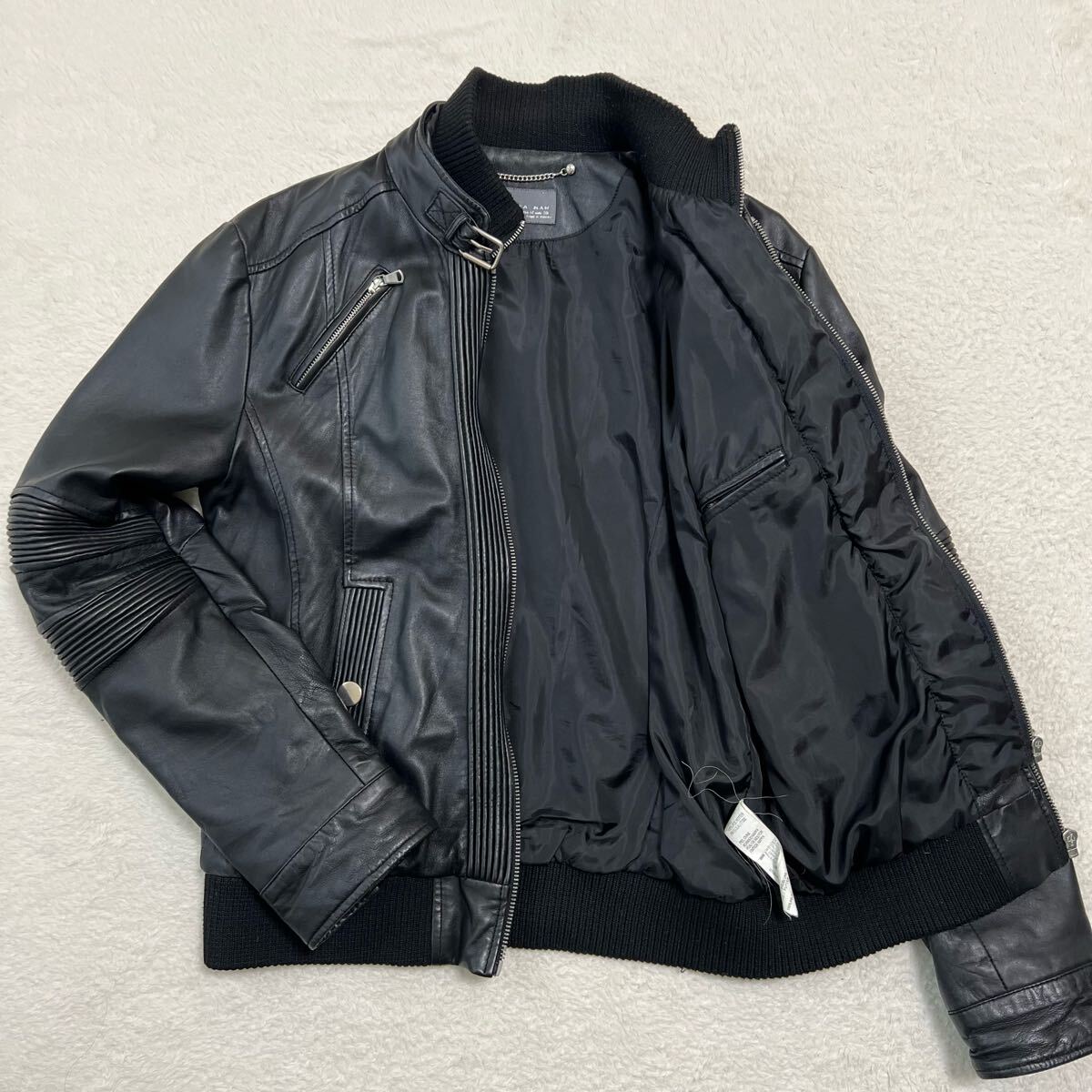 お買い得，大人気 1円〜 ZARA ザラ ライダースジャケット リアルレザー ブラック Mサイズ(Mサイズ)｜売買されたオークション情報、yahooの商品情報をアーカイブ公開 - オークファン Mサイズ