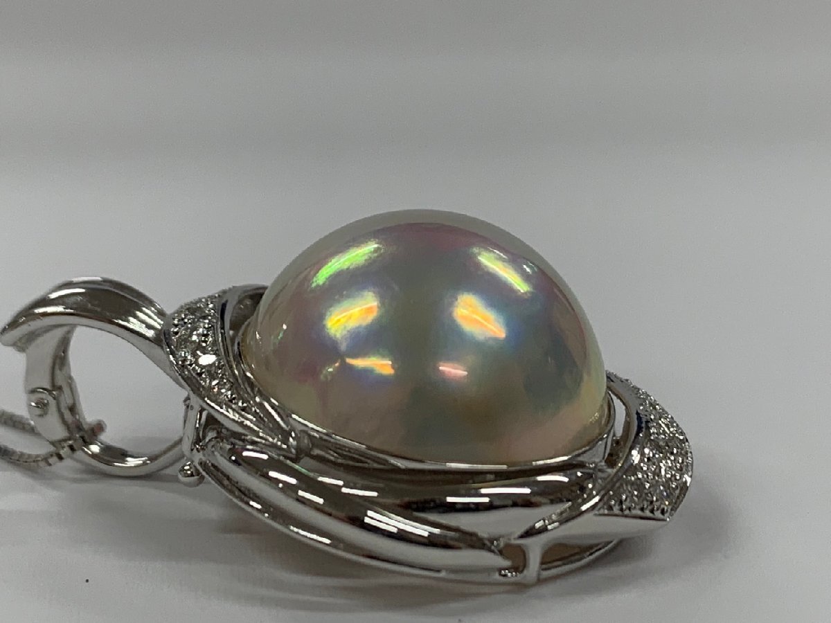 マベパール ダイヤモンドネックレス 0.16ct K18WG K14WG パールサイズ 