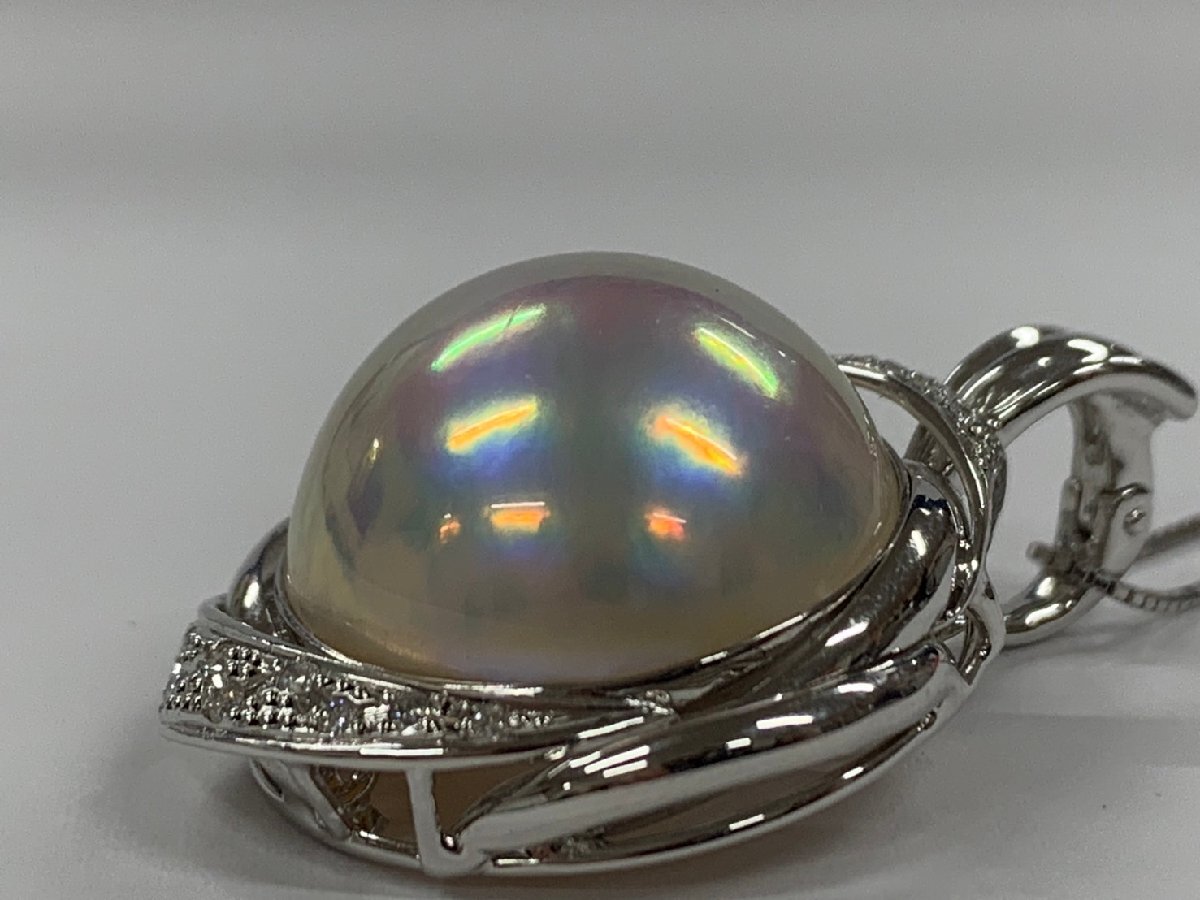 マベパール ダイヤモンドネックレス 0.16ct K18WG K14WG パールサイズ 