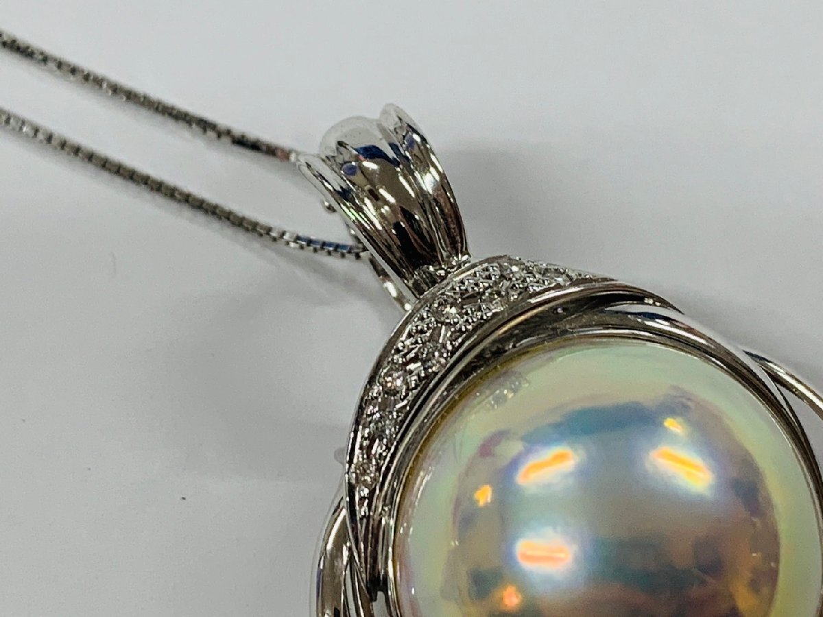 マベパール ダイヤモンドネックレス 0.16ct K18WG K14WG パールサイズ 