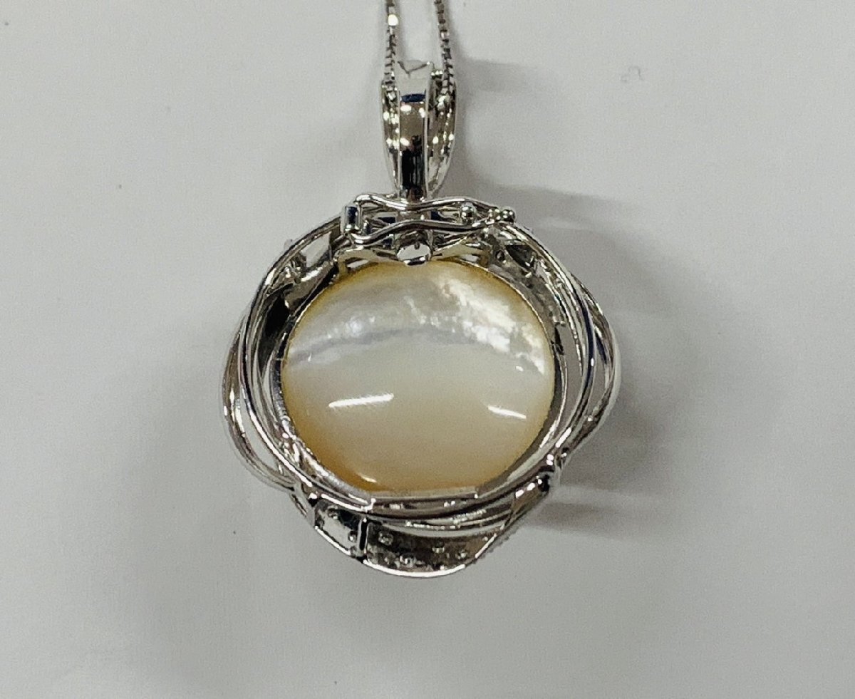 マベパール ダイヤモンドネックレス 0.16ct K18WG K14WG パールサイズ 