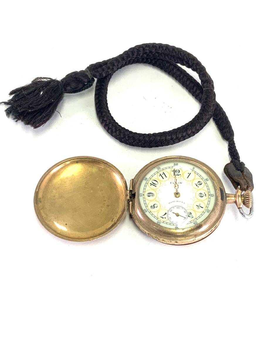 1162 花0701−305【1円スタート】 ELGIN エルジン 懐中時計 ゴールド