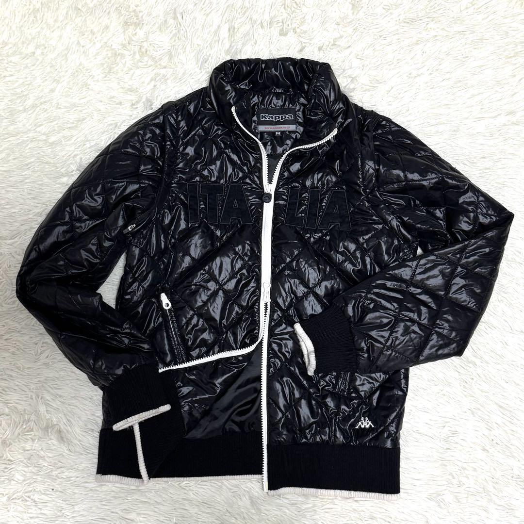 【極美品】Kappa カッパ 2way ジップアップジャケット ジップアップブルゾン ベスト ジャケット ゴルフウェア ダブルジップ M 黒 毛 メンズ_1