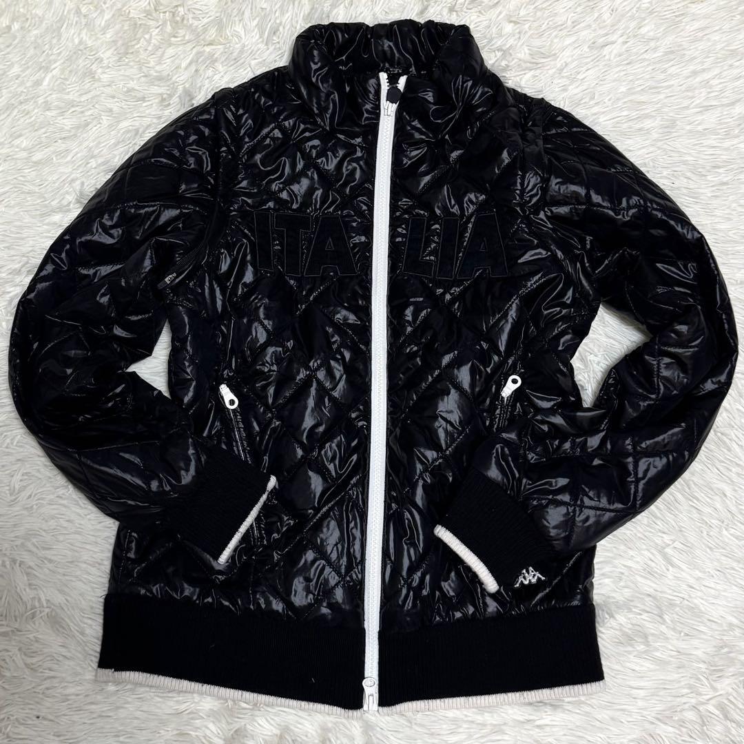 【極美品】Kappa カッパ 2way ジップアップジャケット ジップアップブルゾン ベスト ジャケット ゴルフウェア ダブルジップ M 黒 毛 メンズ_2