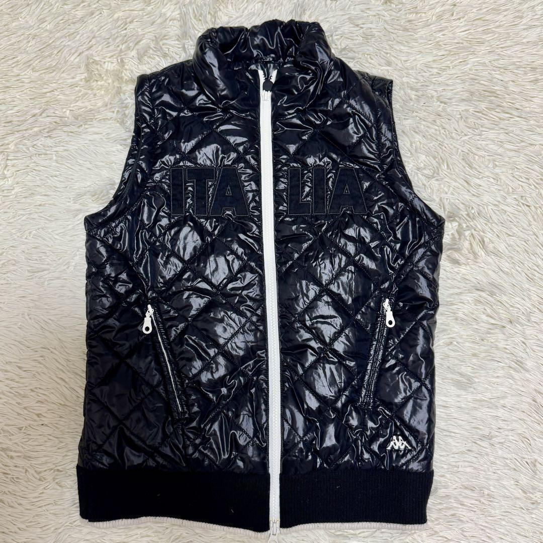 【極美品】Kappa カッパ 2way ジップアップジャケット ジップアップブルゾン ベスト ジャケット ゴルフウェア ダブルジップ M 黒 毛 メンズ_3