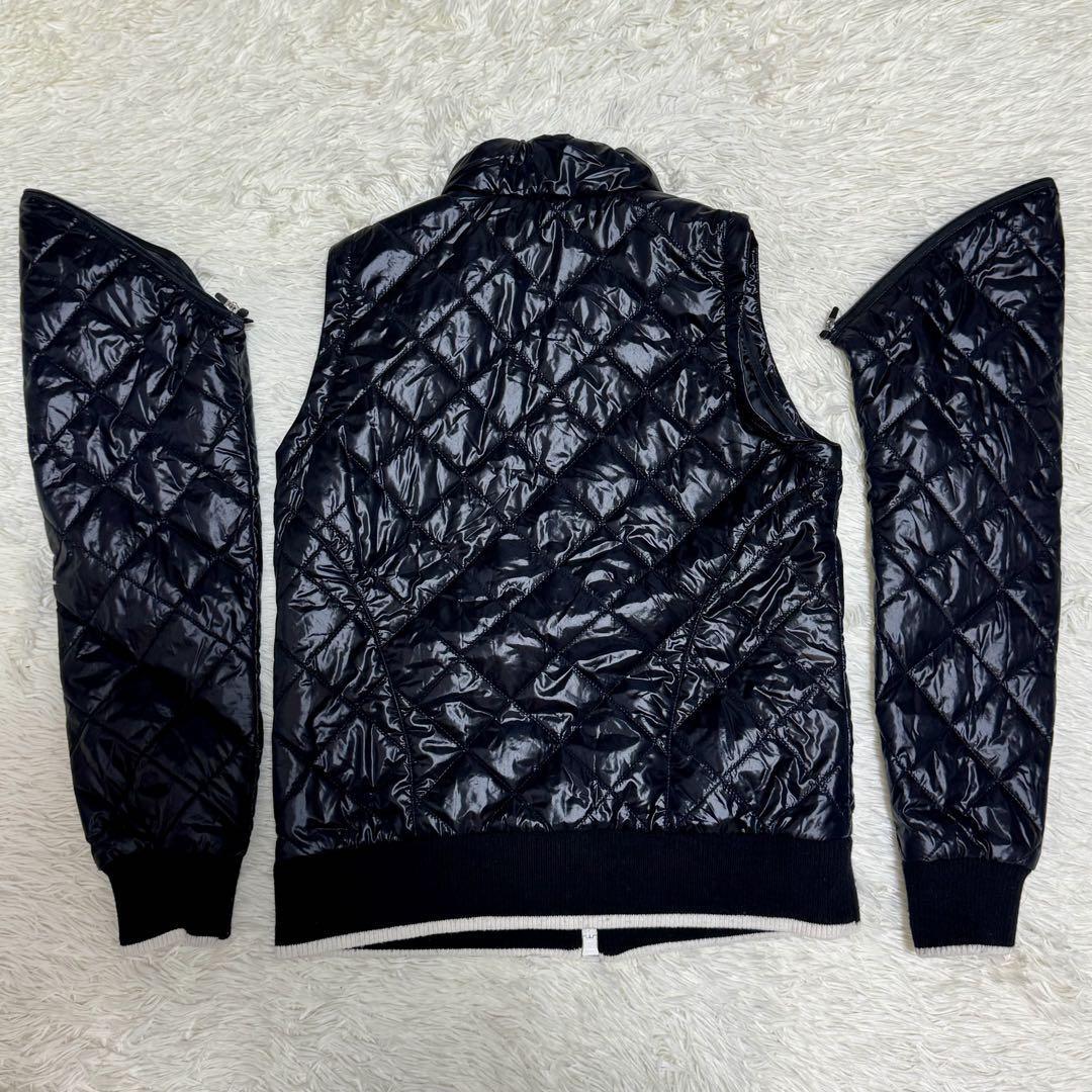 【極美品】Kappa カッパ 2way ジップアップジャケット ジップアップブルゾン ベスト ジャケット ゴルフウェア ダブルジップ M 黒 毛 メンズ_7