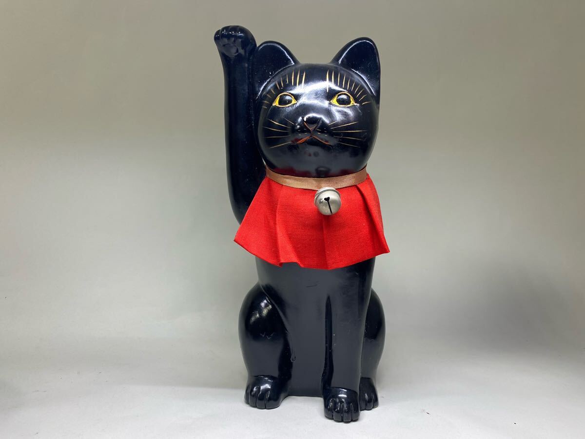 昭和レトロ 招き猫 縁起物 置物 黒猫 郷土玩具 開運 陶器 土人形 