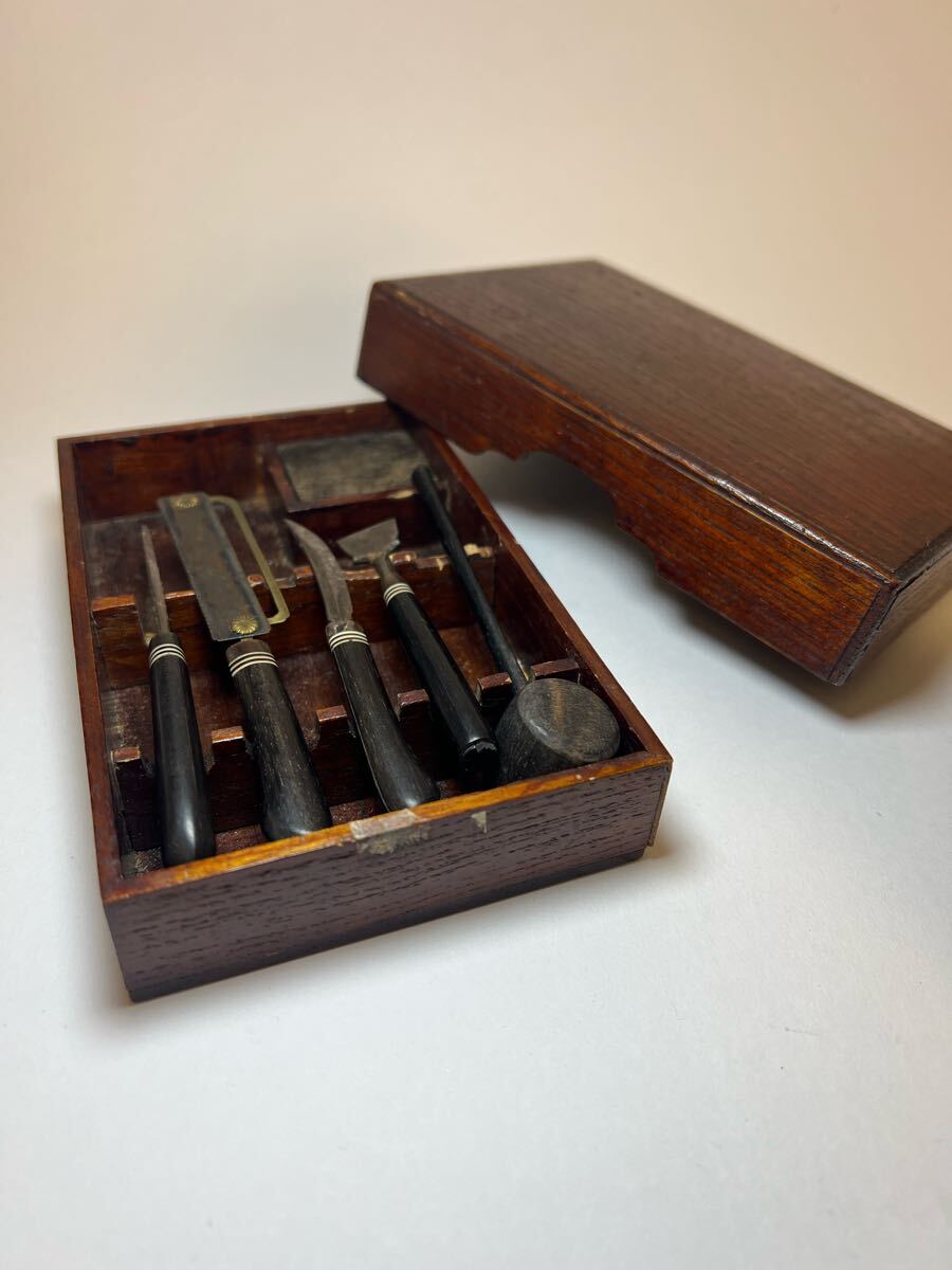 香道具『 香割道具 紫/黒檀 香割道具六つ一式 』箱付 在銘 # 香木＊お香＊沈香＊伽羅＊香道＊聞香＊六国五味＊志野流＊御家流_4