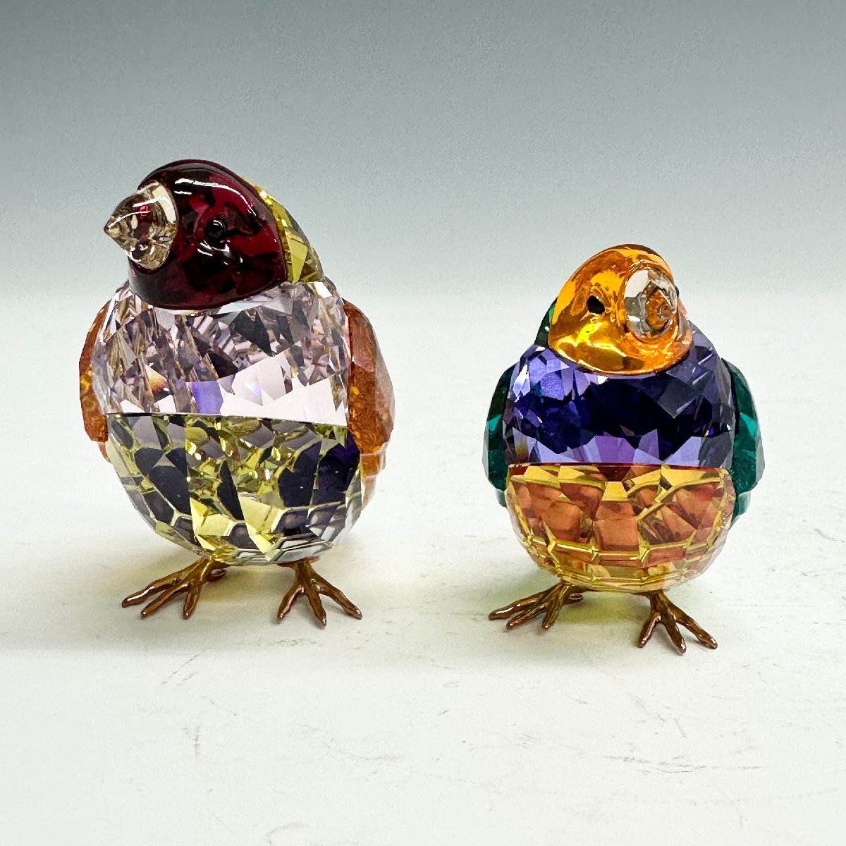 N SWAROVSKI スワロフスキー クリスタルガラス 鳥 2点 置物(クリスタル