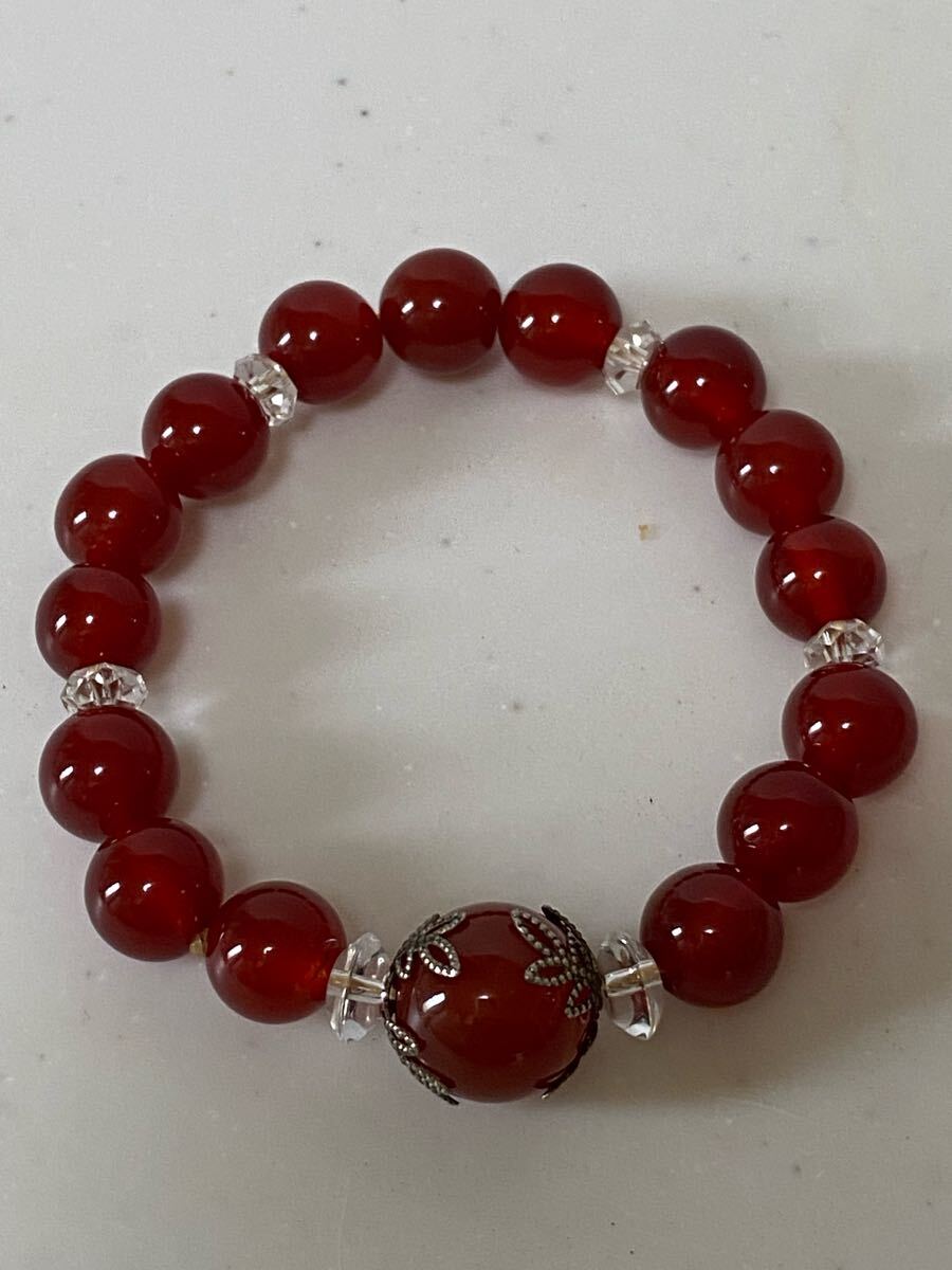 天然石赤瑪瑙 パワーストーンブレスレット 金運浄化精神安定_1