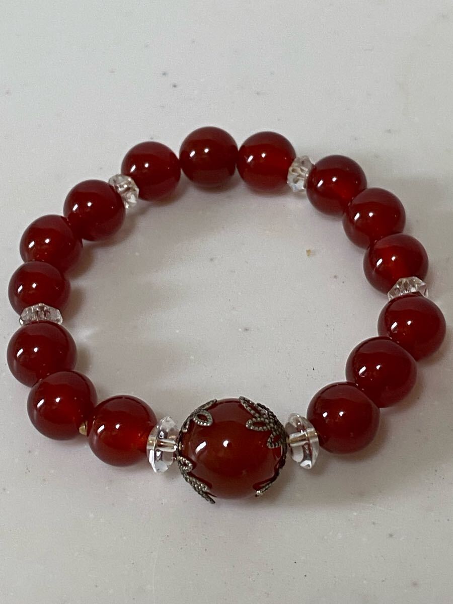 天然石赤瑪瑙 パワーストーンブレスレット 金運浄化精神安定_2