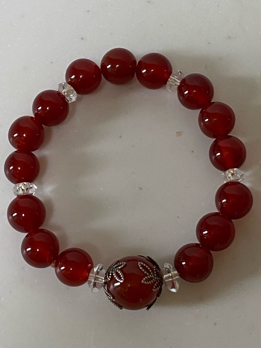 天然石赤瑪瑙 パワーストーンブレスレット 金運浄化精神安定_4