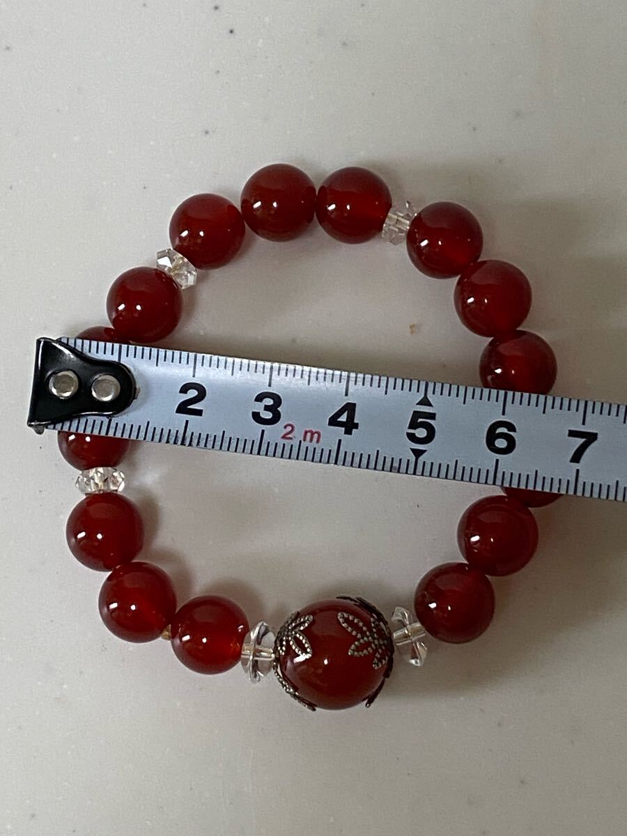 天然石赤瑪瑙 パワーストーンブレスレット 金運浄化精神安定_5