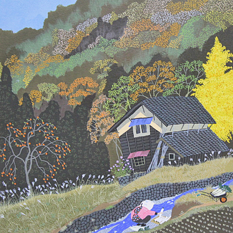 □原田泰治 【冬仕度】 セリグラフ 直筆サイン エディション有り