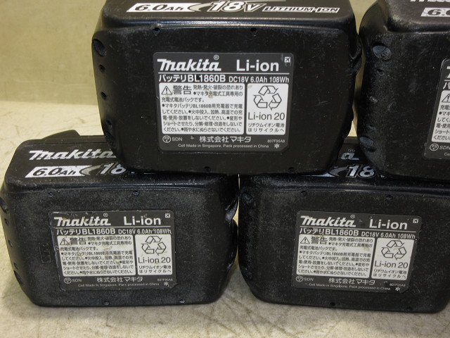 ▲▽9239　１円スタート　マキタ　純正品　電動工具用　Li-ion　リチウムイオン　バッテリ 電池　18V6Ah　BL1860B　５個セット△▼_8