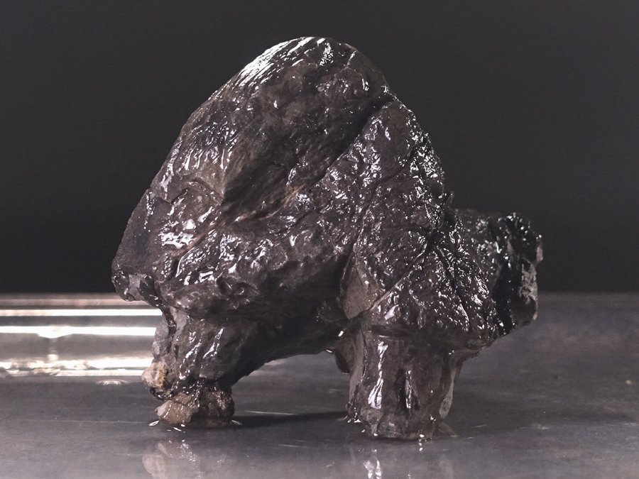 ∇花∇鑑賞石愛好家蒐集品 大きな洞門が珍しい古谷石 茅舎石 唐木台座