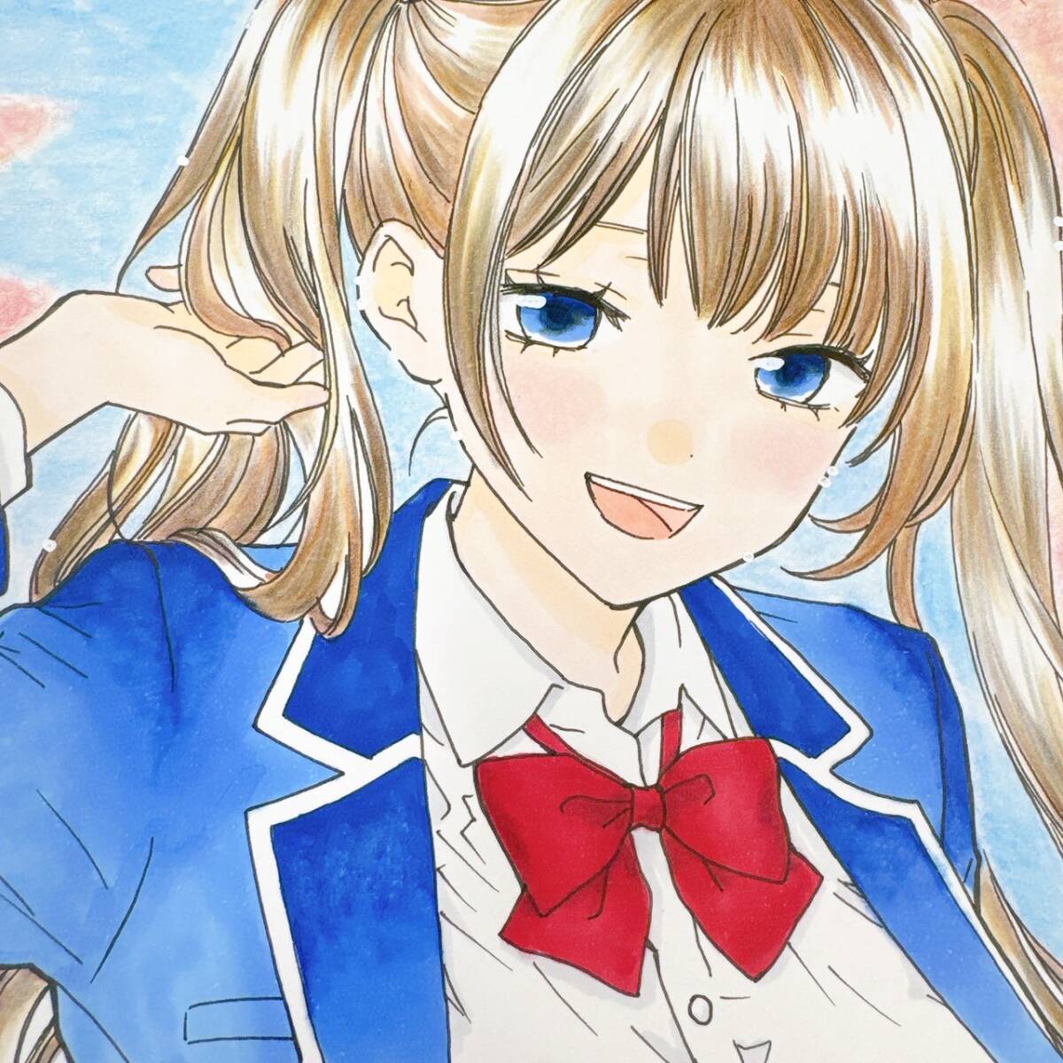 ブレザー 手描き 手書き イラスト 原画 手描きイラスト ツインテール