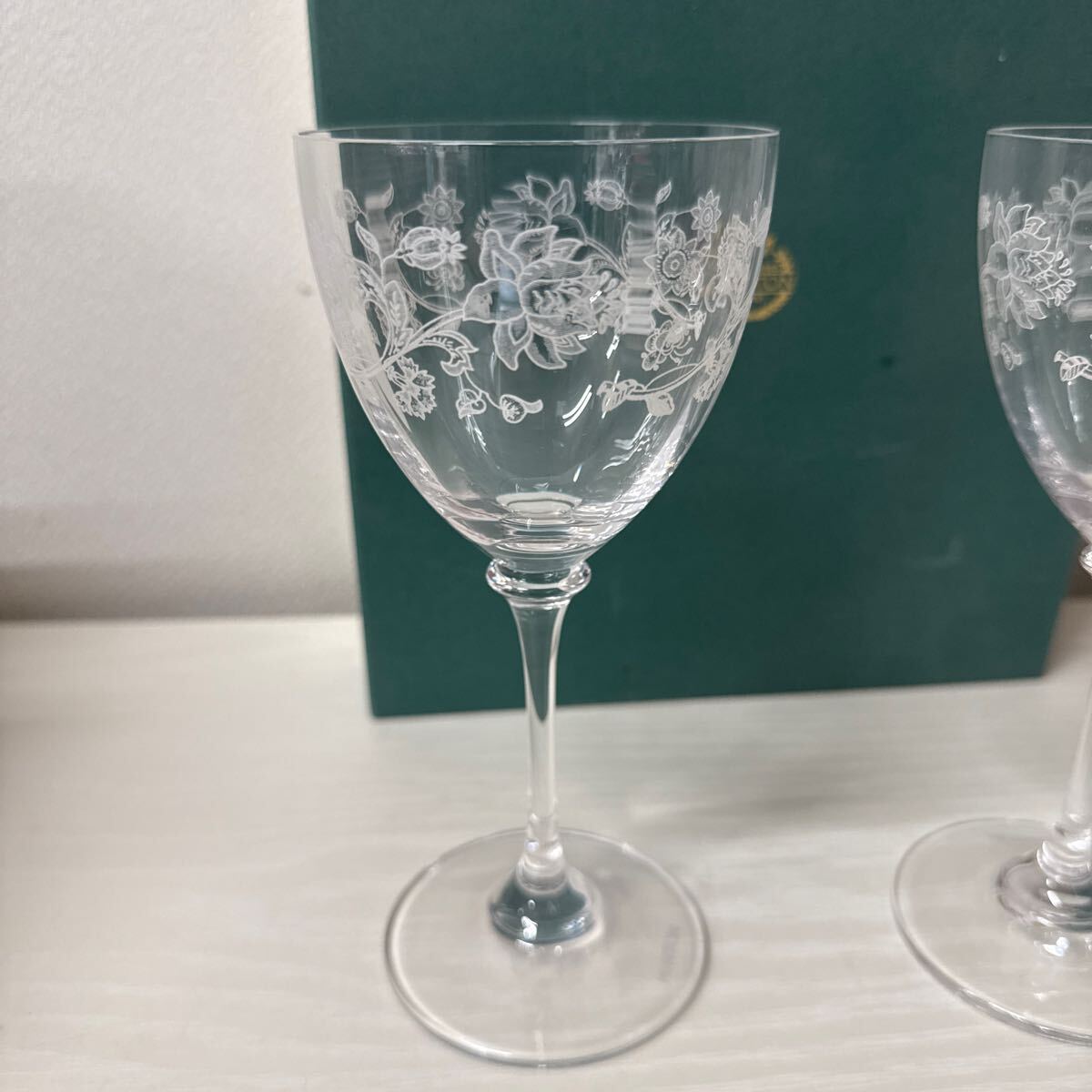 ● MINTON ミントン ワイングラス ペア グラス 2客セット 洋食器 花柄 クリスタル イギリス 未使用品 ●_2