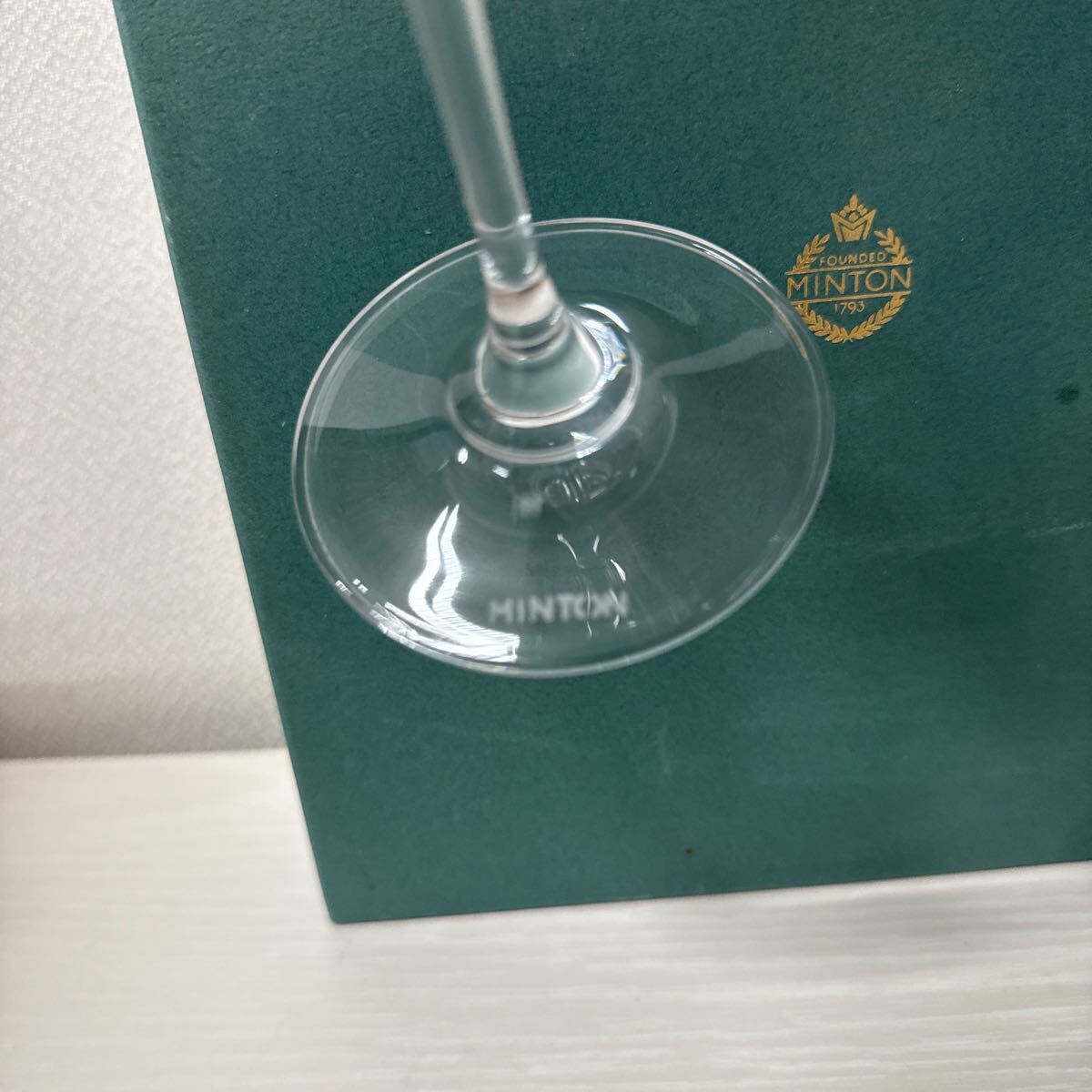 ● MINTON ミントン ワイングラス ペア グラス 2客セット 洋食器 花柄 クリスタル イギリス 未使用品 ●_4