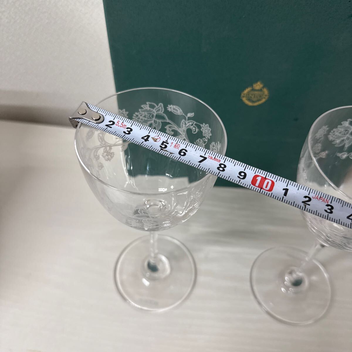 ● MINTON ミントン ワイングラス ペア グラス 2客セット 洋食器 花柄 クリスタル イギリス 未使用品 ●_6