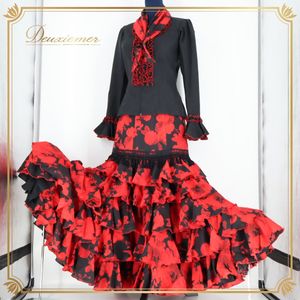 『送料無料』【フラメンコ衣装】レッド BABY TEARS ベビーティアーズ 上下セット ブラッ