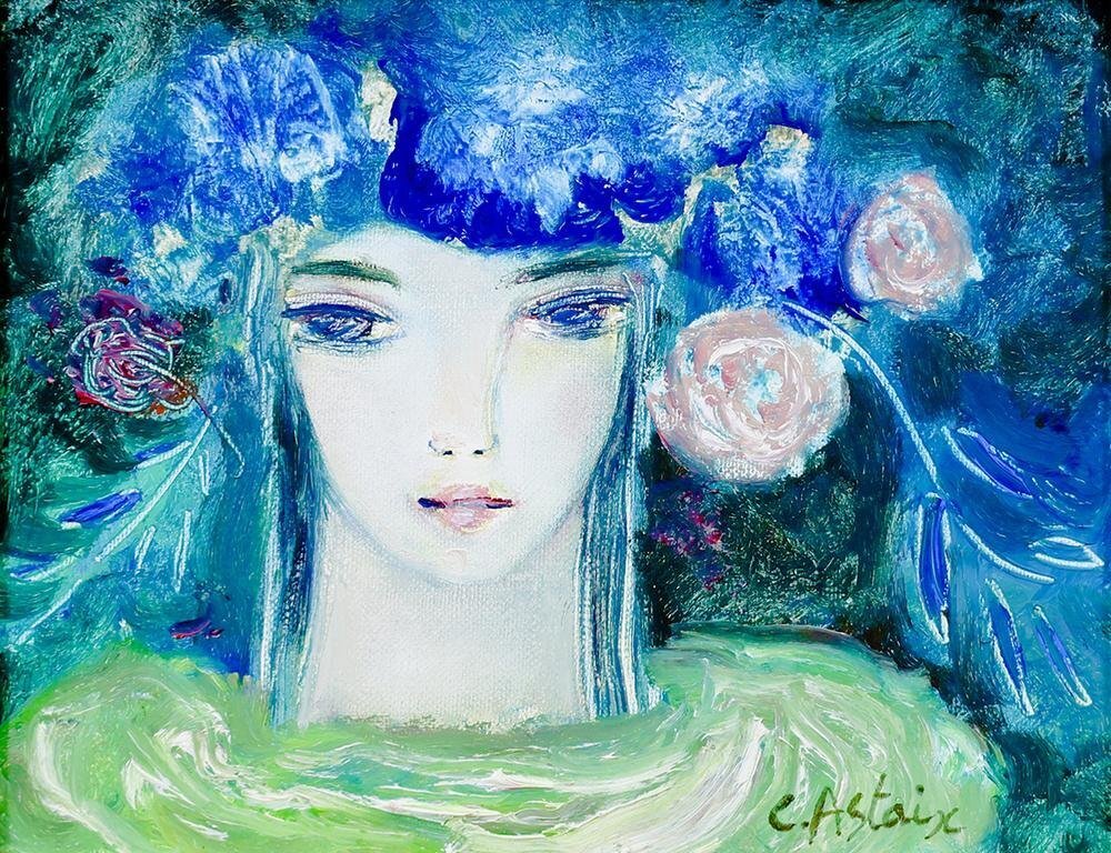 真作】【WISH】クレール・アステックス Claire Astaix「フラワーブルー