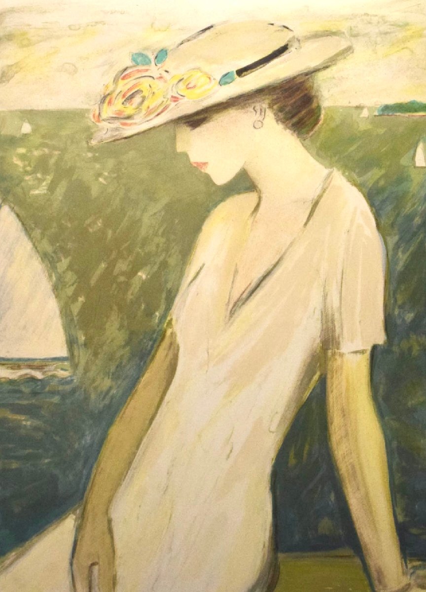 『昔々』直筆サイン入り　ジャン=ピエール・カシニョール　絵画　額セット　女 4-24907) ジャン・ピエール・カシニョール 幸せの予感 EA リトグラフ