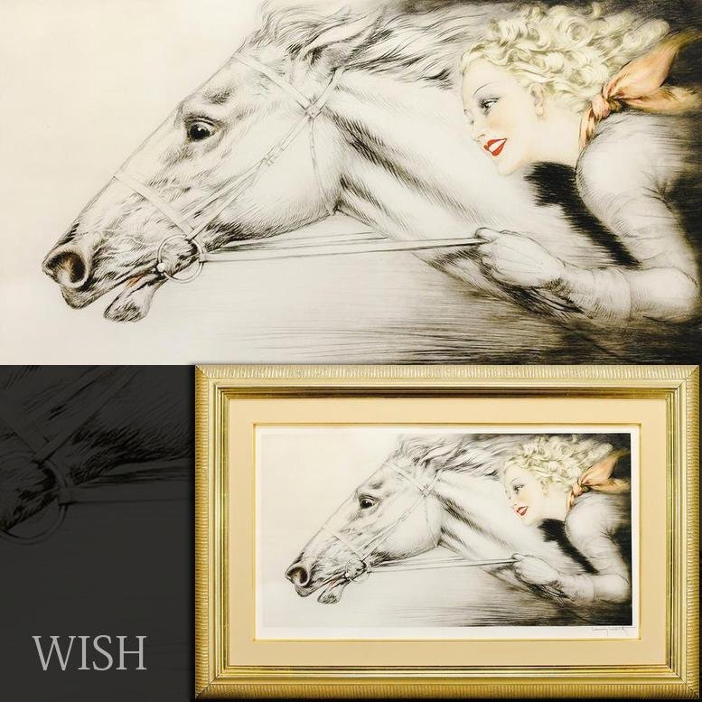 真作】【WISH】ルイ・イカール Louis Icart「サラブレッド」銅版画 約