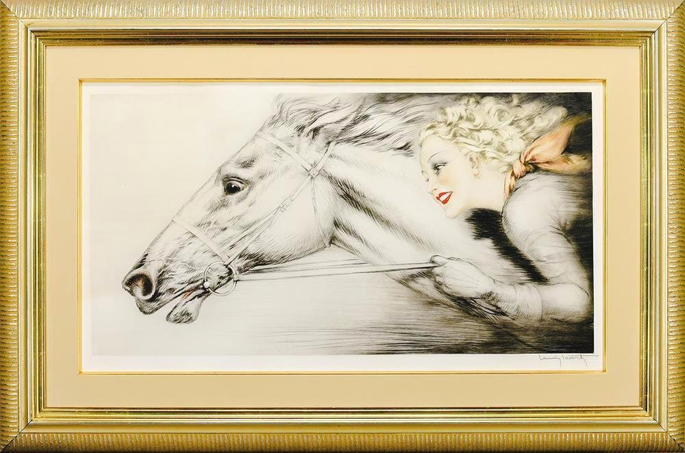 真作】【WISH】ルイ・イカール Louis Icart「サラブレッド」銅版画 約