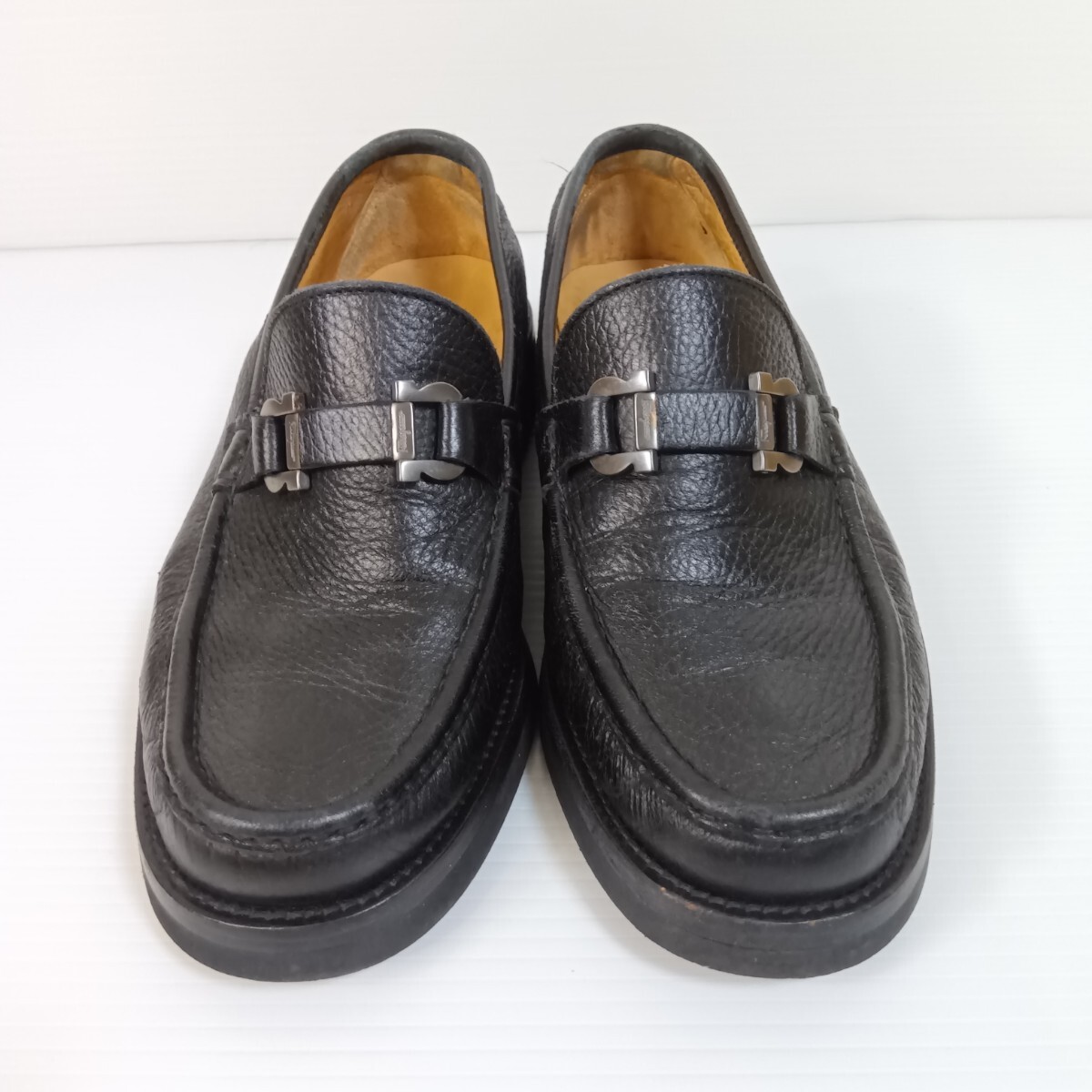 25.0cm フェラガモ ガンチーニ ビットローファー 黒 レザー Vibramソール 62224 Salvatore Ferragamo ...