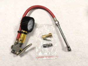 エアチャック有 赤 タイヤ 空気入れ 縦型 タイヤゲージ エアゲージ エアチャックガン 自