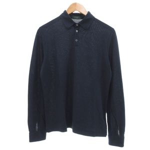 ザノーネ ZANONE ICECOTTON コットンニット ポロシャツ 長袖 48 ネイビー /UO メンズ